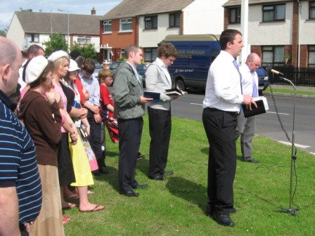 This summer the Youth Fellowship held open-air outreach services in a number of locations in the Coleraine area. These included Castleroe, Windyhall, Portballintrae, Coleraine Town Centre and Ballyhome. Various members and friends of the Youth Fellowship took part in the meetings.